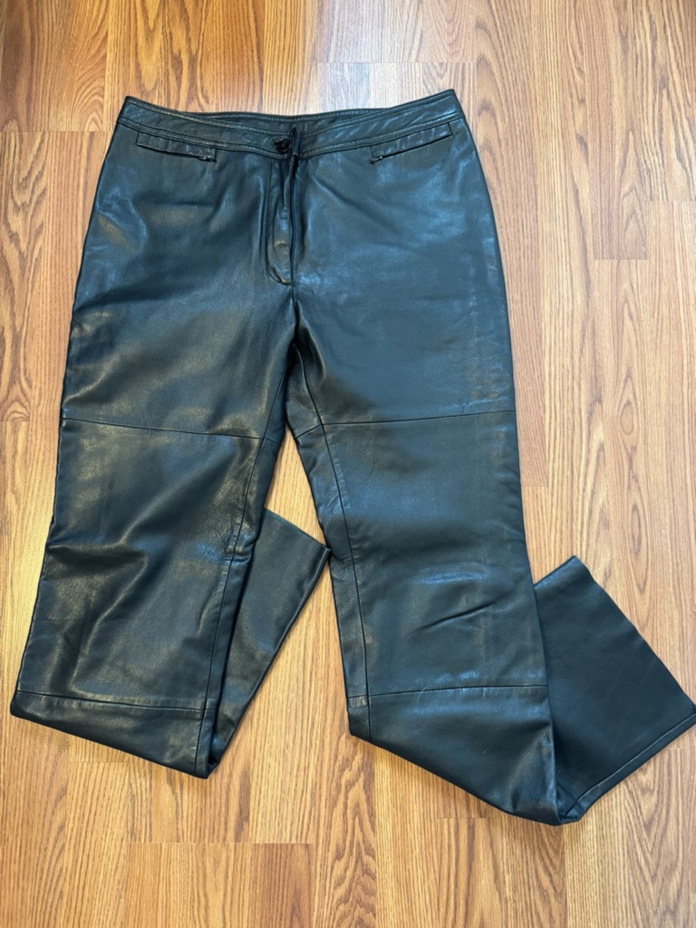 Black genuine Leather Boot Cut Pants